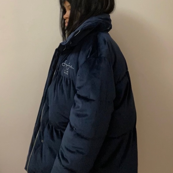 sean john x missguided navy premium velour oversized puff-a coat - Picture 6 of 7